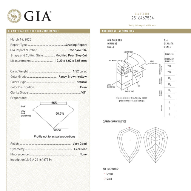 1.52ct 12.20x6.02x3.05mm GIA VS1 Fancy Brown Geo Pear Step Cut πΏπ¦ 26601-01