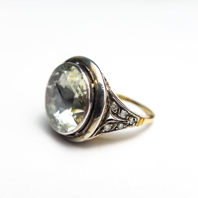 4.00ct Antique Round Rosecut 14K Yellow Gold and Silver Ring 27131-01