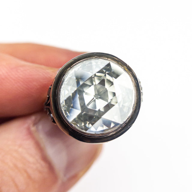 4.00ct Antique Round Rosecut 14K Yellow Gold and Silver Ring 27131-01