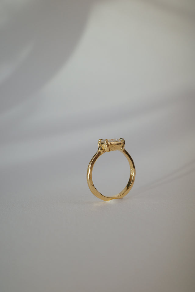 Old Mine Cut Diamond Basket Ring
