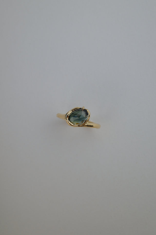 Blue Sapphire Rosecut Ring