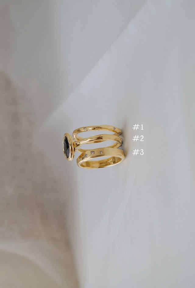 Blue Molten Oval Sapphire Triple Band Set