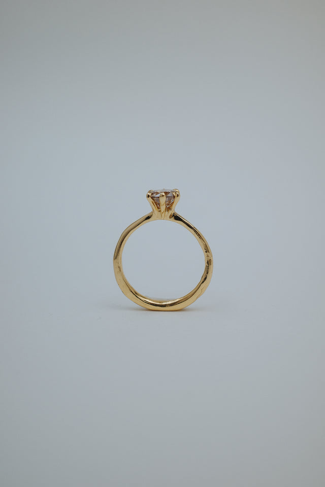 Champagne Diamond Six Prong Solitaire