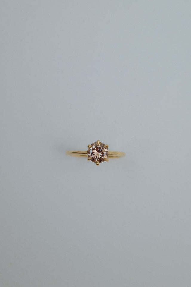 Champagne Diamond Six Prong Solitaire