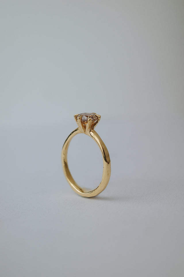 Champagne Diamond Six Prong Solitaire