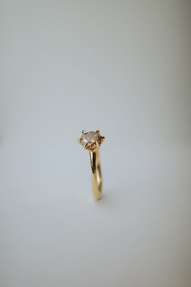 Champagne Diamond Six Prong Solitaire