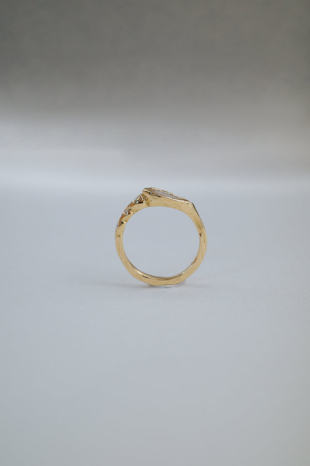 Champagne Geometric Drop Ring