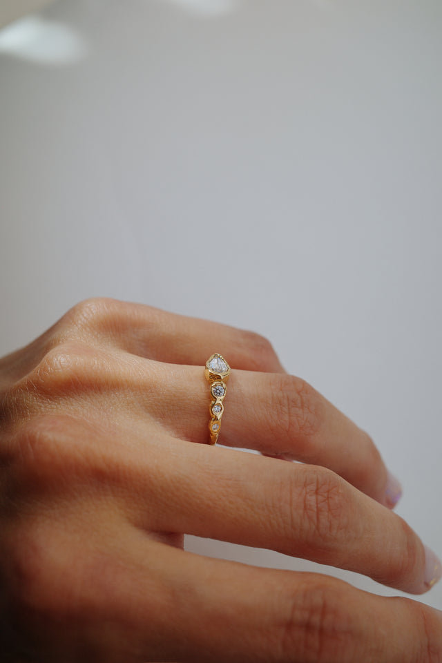 Champagne Geometric Drop Ring