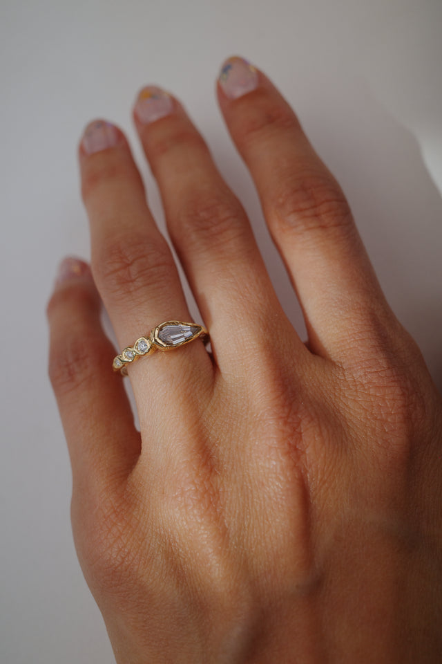 Champagne Geometric Drop Ring