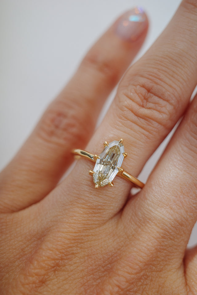 Champagne Oval Step Cut Diamond Solitaire