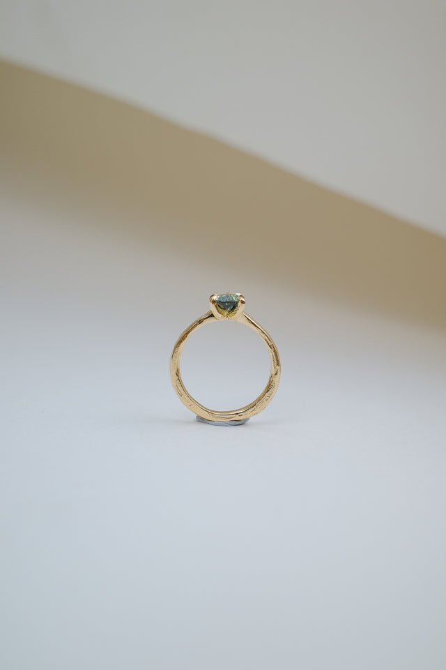 Green Pear Sapphire Solitaire