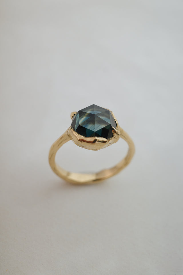 Half Molten Rosecut Sapphire Solitaire