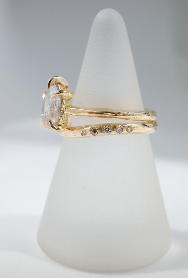 Impasto Arched Ring in Fairmined Gold with Champagne Diamonds