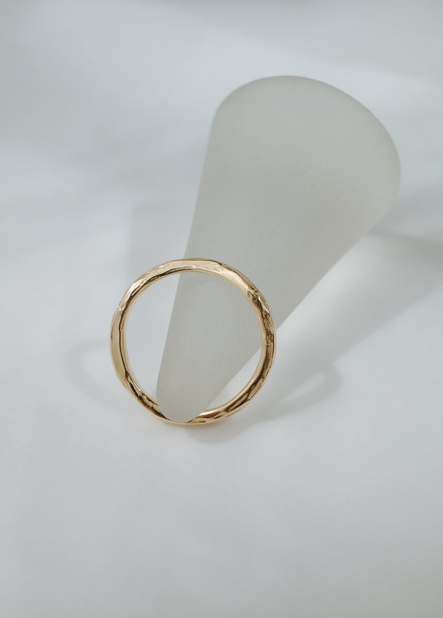 Impasto Arched Ring in Fairmined Gold with Champagne Diamonds