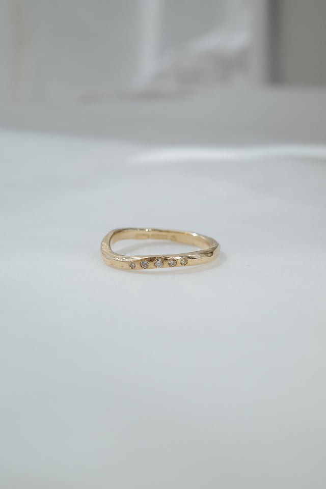 Impasto Arched Ring in Fairmined Gold with Champagne Diamonds