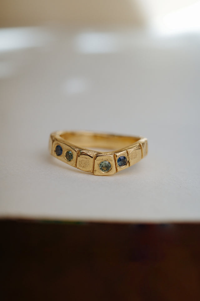 Arched Mosaic in Fairmined Yellow Gold with Sapphires