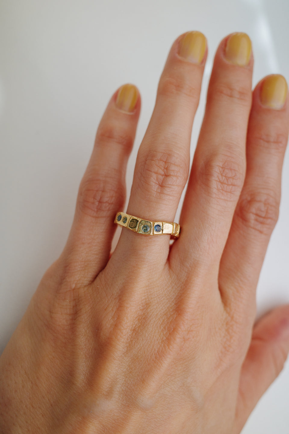 Arched Mosaic in Fairmined Yellow Gold with Sapphires