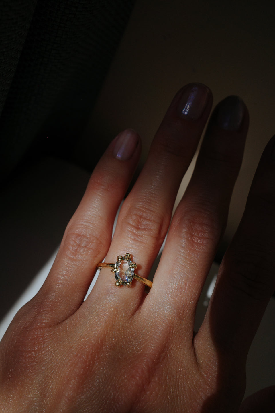Tilted Oval Sapphire Solitaire