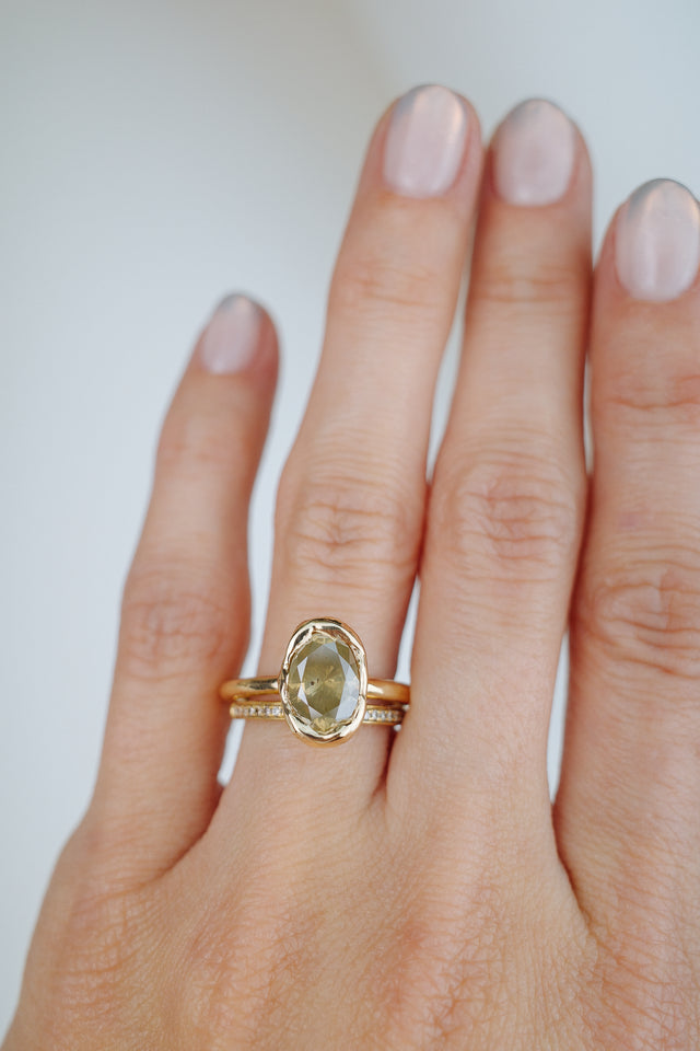 Molten Oval Diamond Solitaire