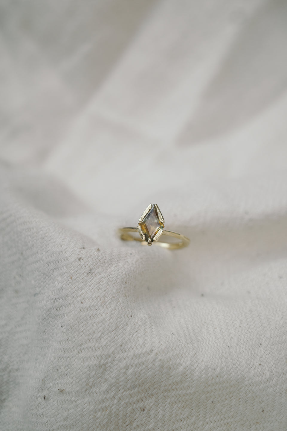Open Bezel Lozenge Sapphire Ring