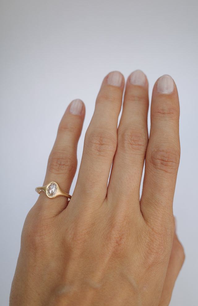 North/South Rosecut Diamond Signet