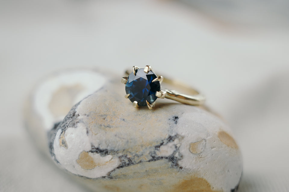 Eight Prong Blue Sapphire Solitaire