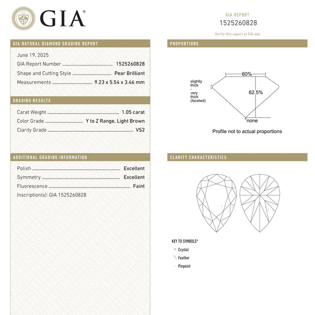 1.05ct 9.23x5.54x3.46mm GIA VS2 Y-Z Pear Brilliant 27371-01