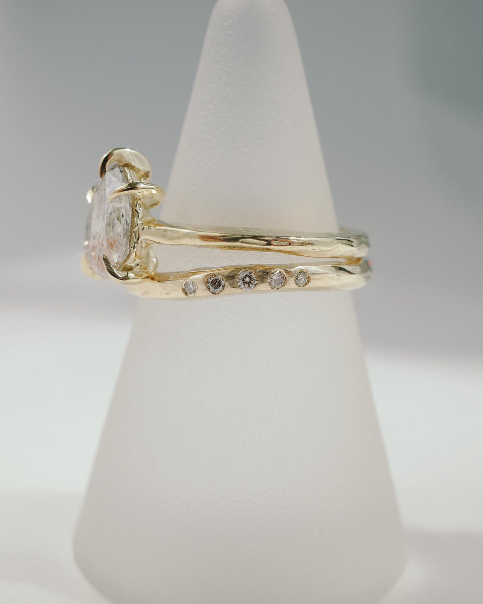Impasto Arched Ring in Fairmined Gold with Champagne Diamonds