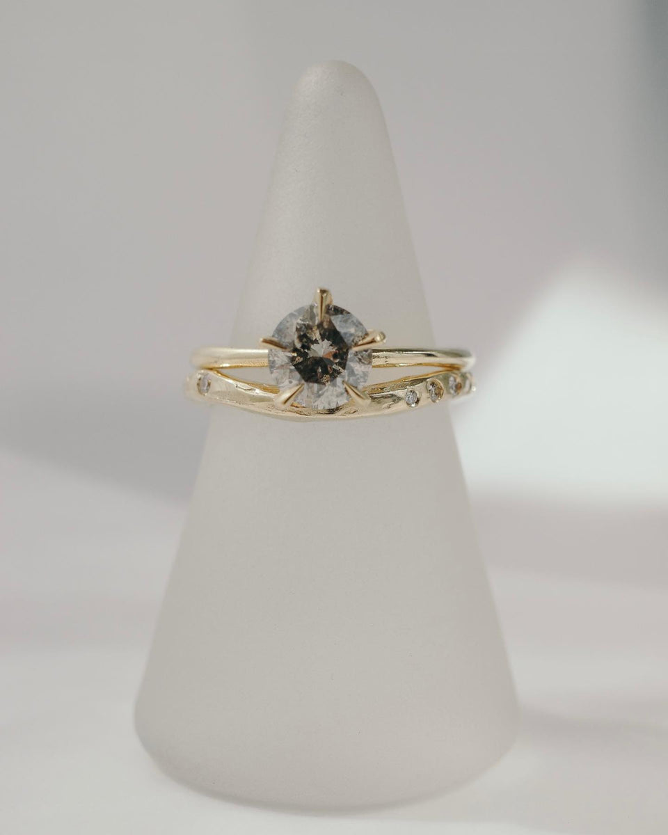 Impasto Arched Ring in Fairmined Gold with Champagne Diamonds