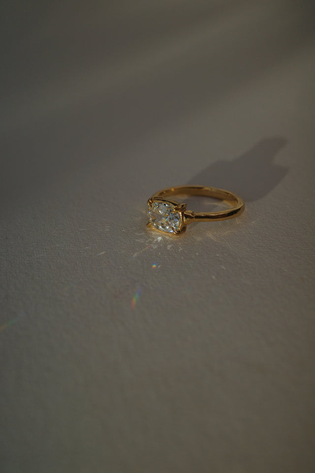 Old Mine Cut Diamond Basket Ring