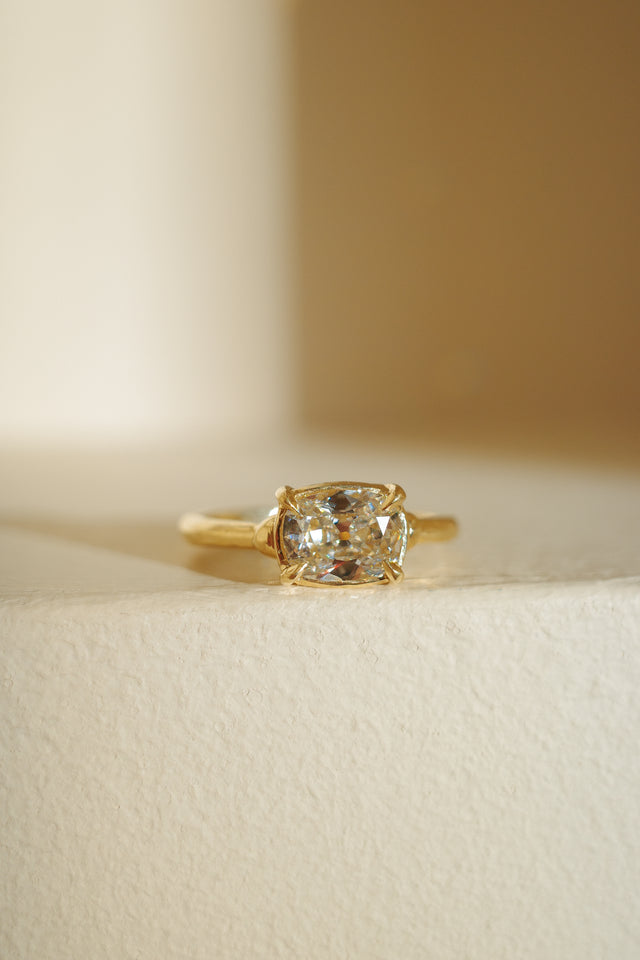Old Mine Cut Diamond Basket Ring