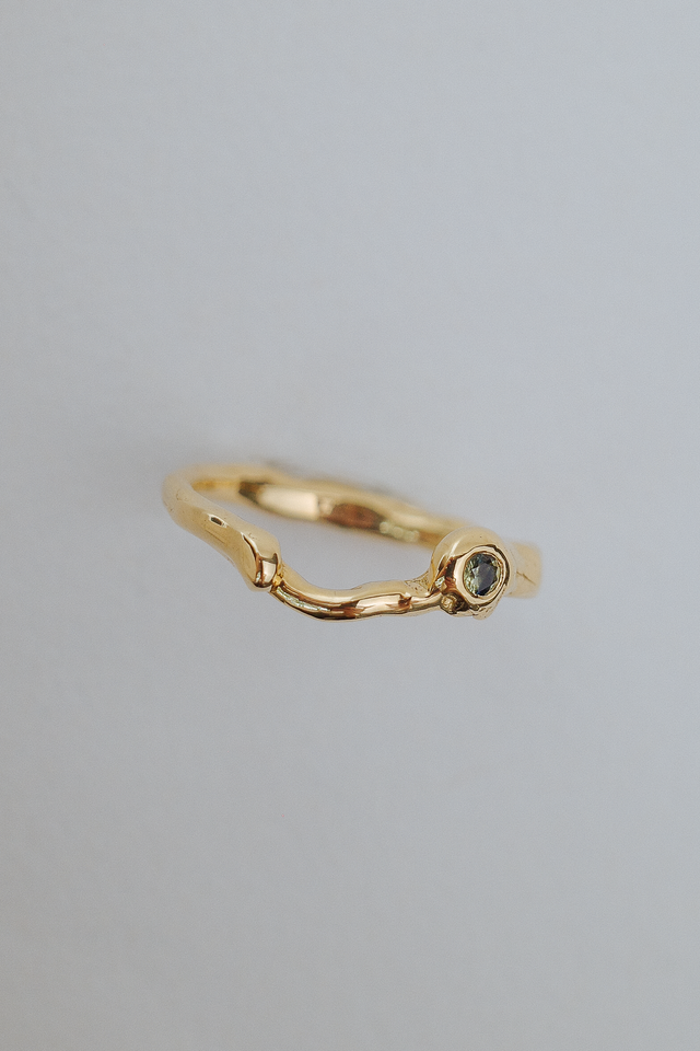 Blue/Yellow Oval Sapphire + Band Set