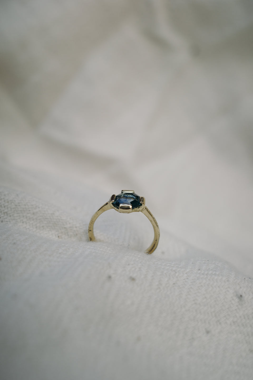 Open Bezel Octagonal Sapphire Ring
