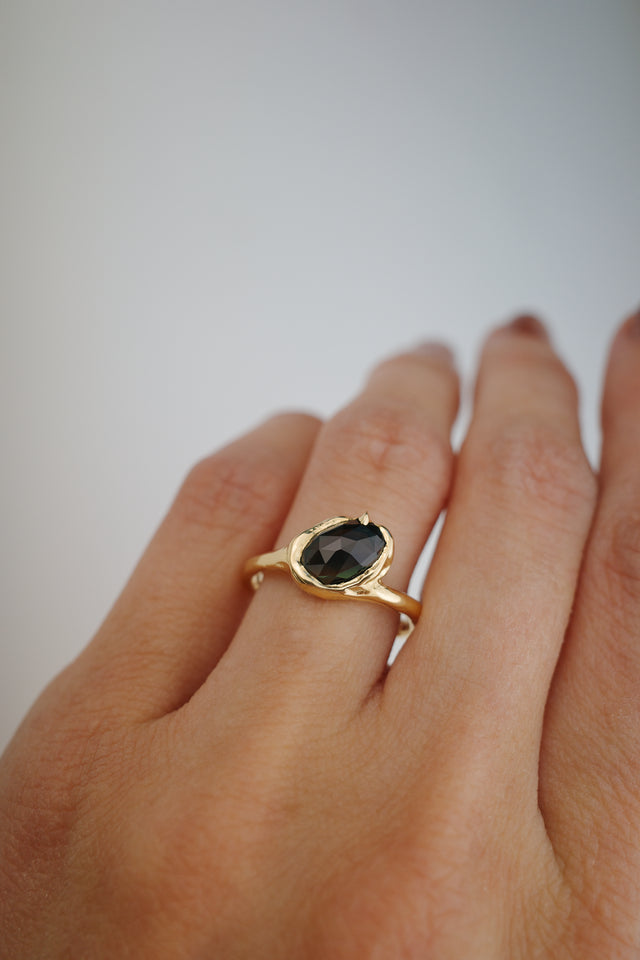 Blue Sapphire Rosecut Ring