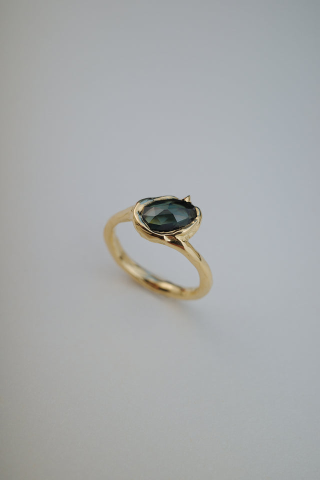 Blue Sapphire Rosecut Ring