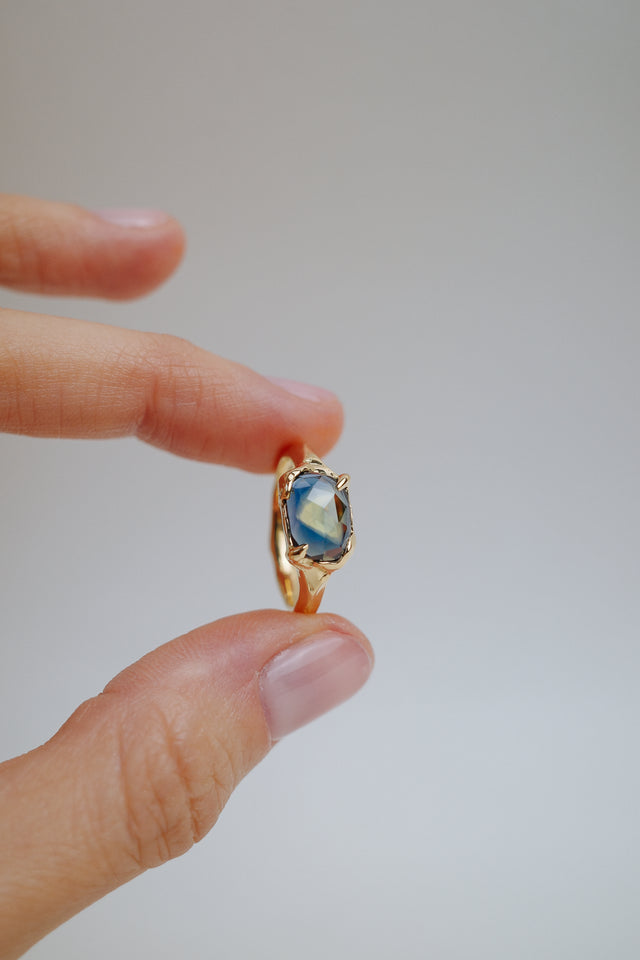 Organic Claw Sapphire Signet Ring
