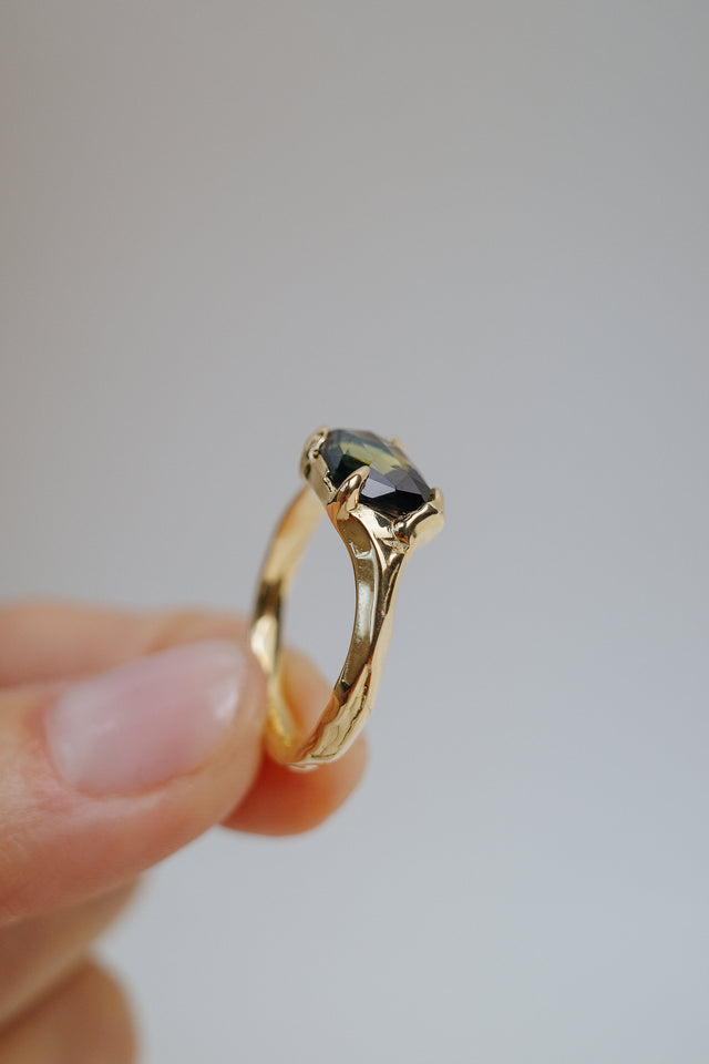 Organic Claw Sapphire Signet Ring