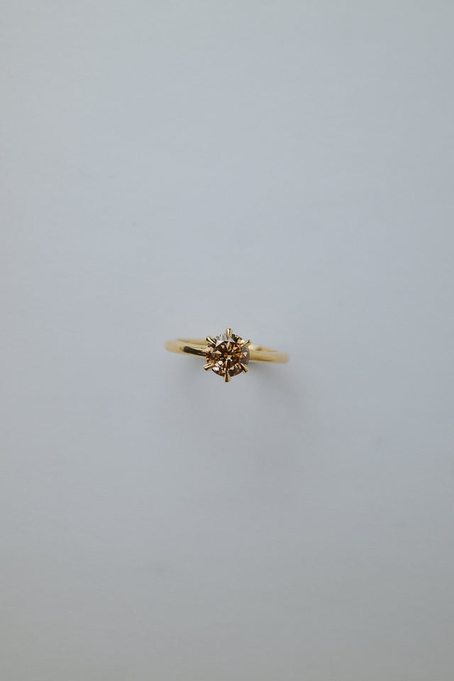 Champagne Diamond Six Prong Solitaire