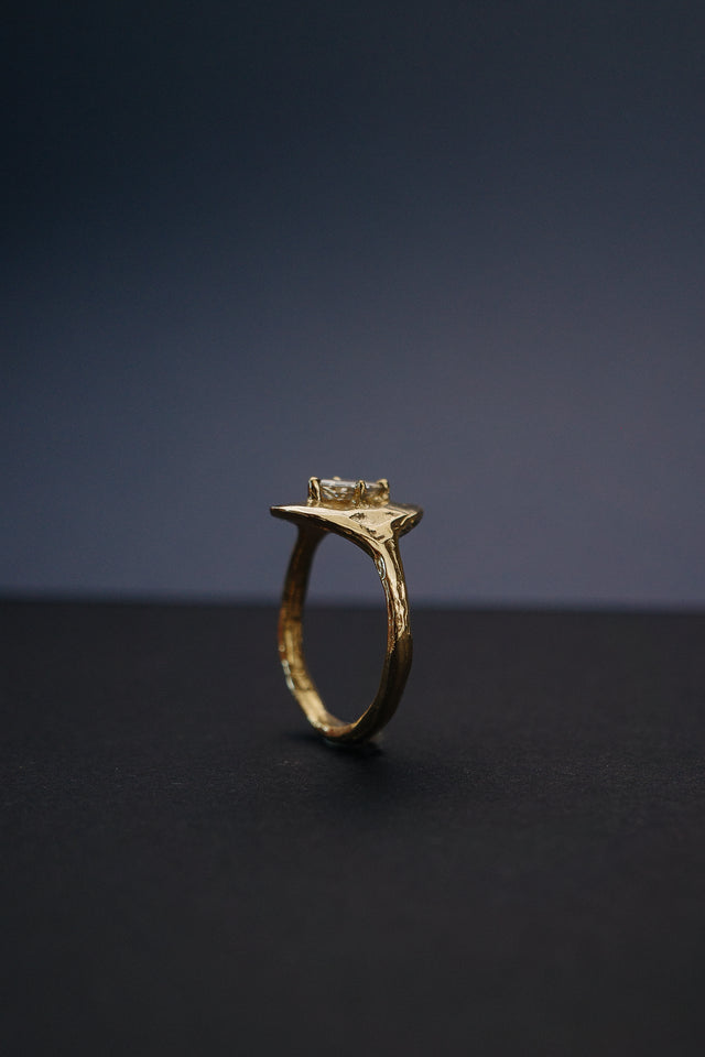 Champagne Diamond Shield Ring