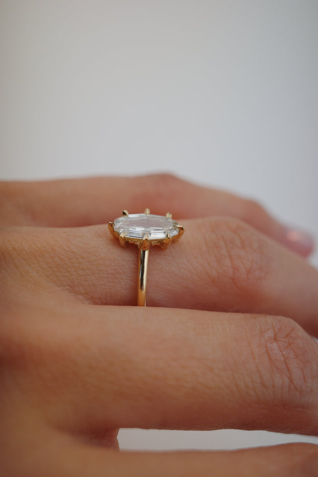 Champagne Oval Step Cut Diamond Solitaire