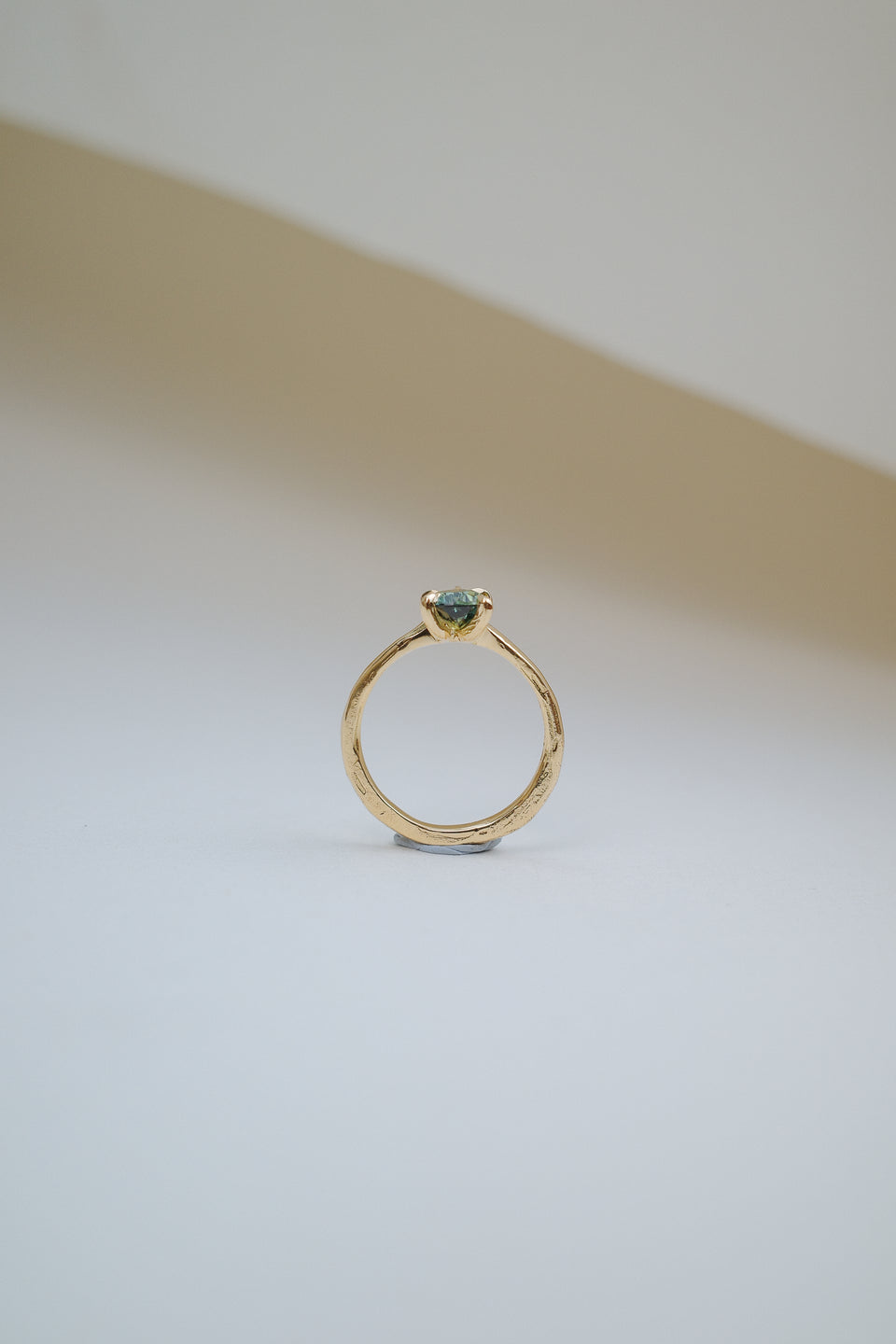 Green Pear Sapphire Solitaire