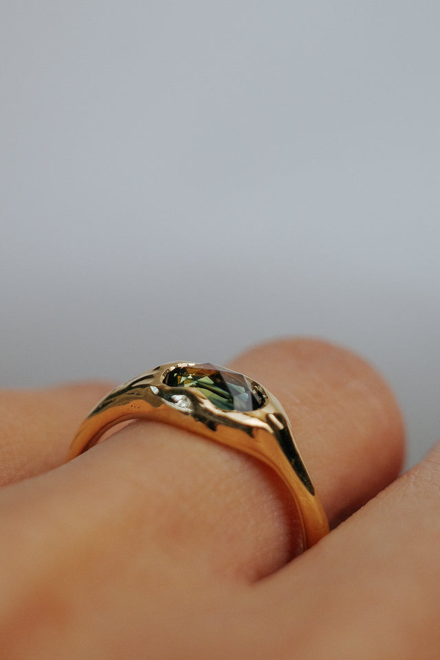 Molten Oval Rosecut Sapphire Signet