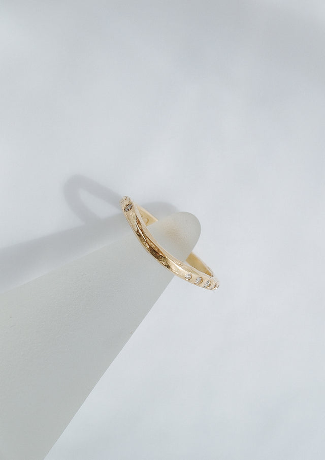 Impasto Arched Ring in Fairmined Gold with Champagne Diamonds