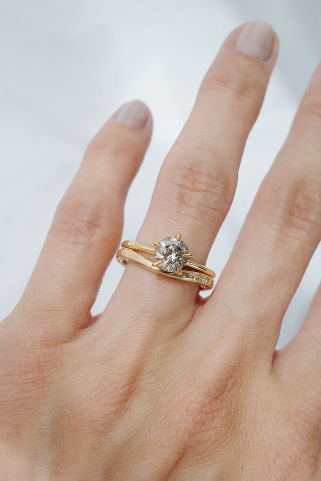 Impasto Arched Ring in Fairmined Gold with Champagne Diamonds