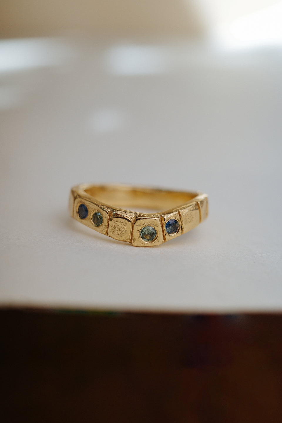 Arched Mosaic in Fairmined Yellow Gold with Sapphires