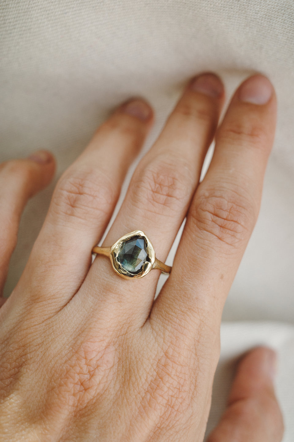 Molten Pear Sapphire Ring