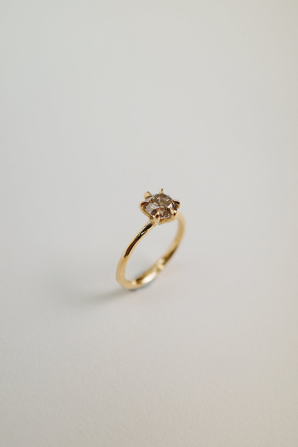 Salt + Pepper Six Prong Diamond Solitaire