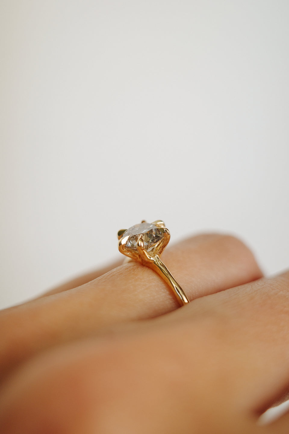 Salt + Pepper Six Prong Diamond Solitaire