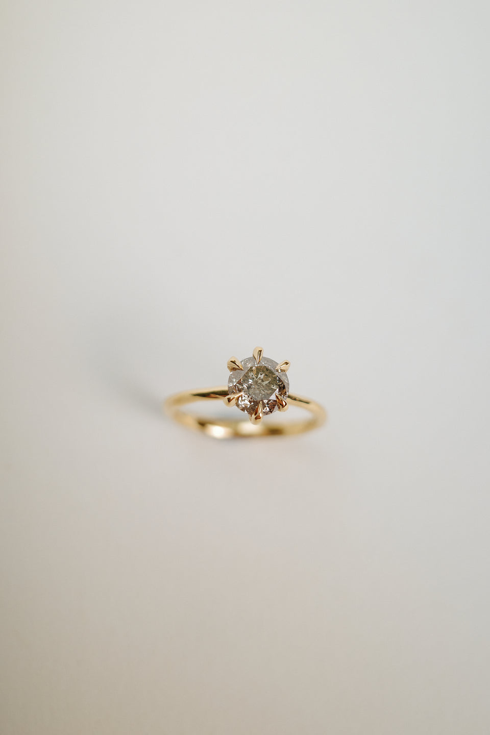 Salt + Pepper Six Prong Diamond Solitaire