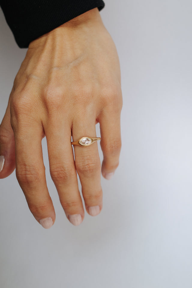 East/West Rosecut Diamond Signet